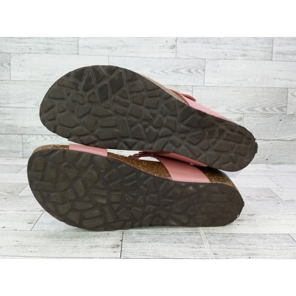 Women's A. Giannetti Sandals Size 7.5 Pink Brown Leather Flowers Floral Shoes - Picture 10 of 12